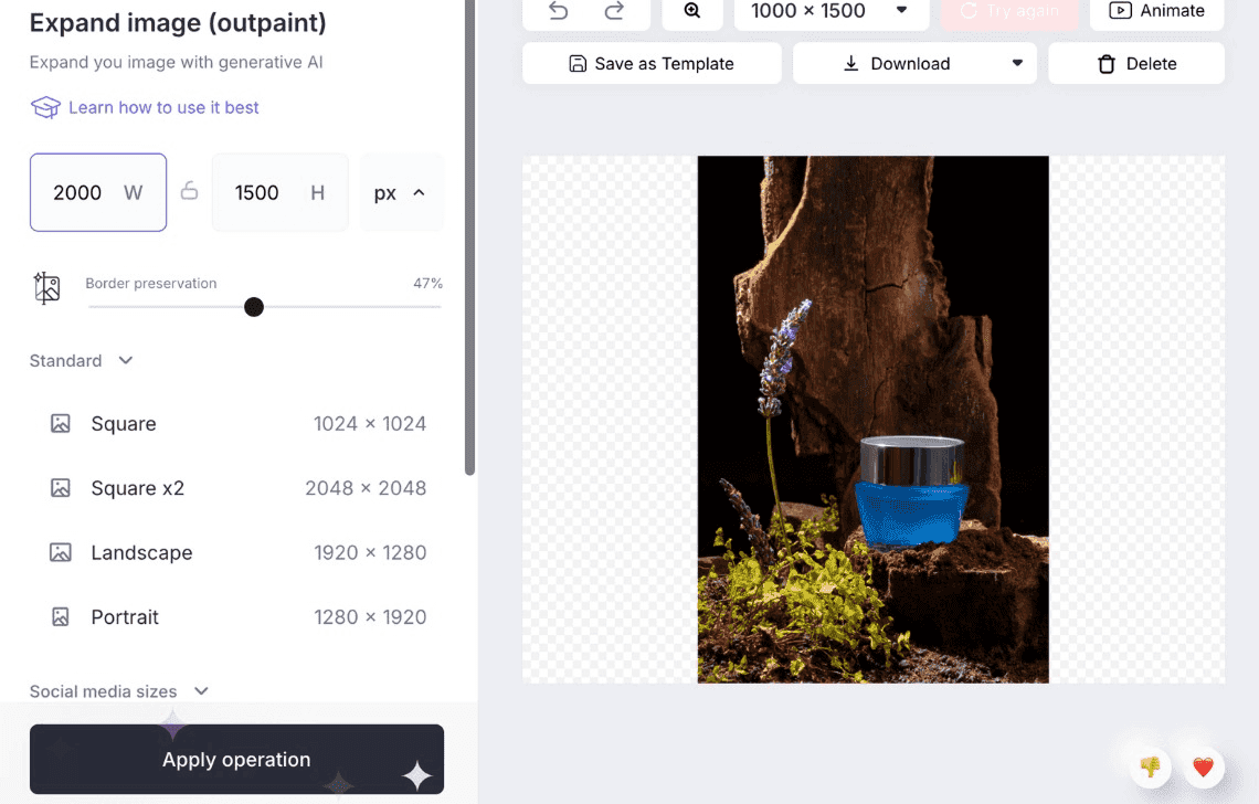 Choose ratio and resolution