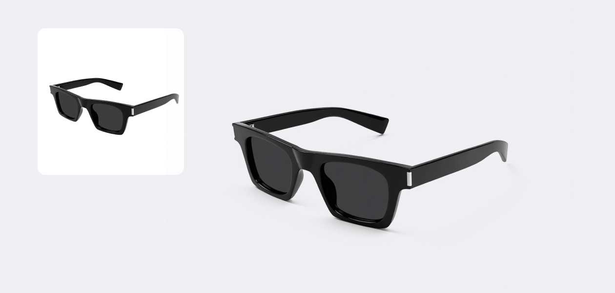 Sunglasses before and after shadow generation