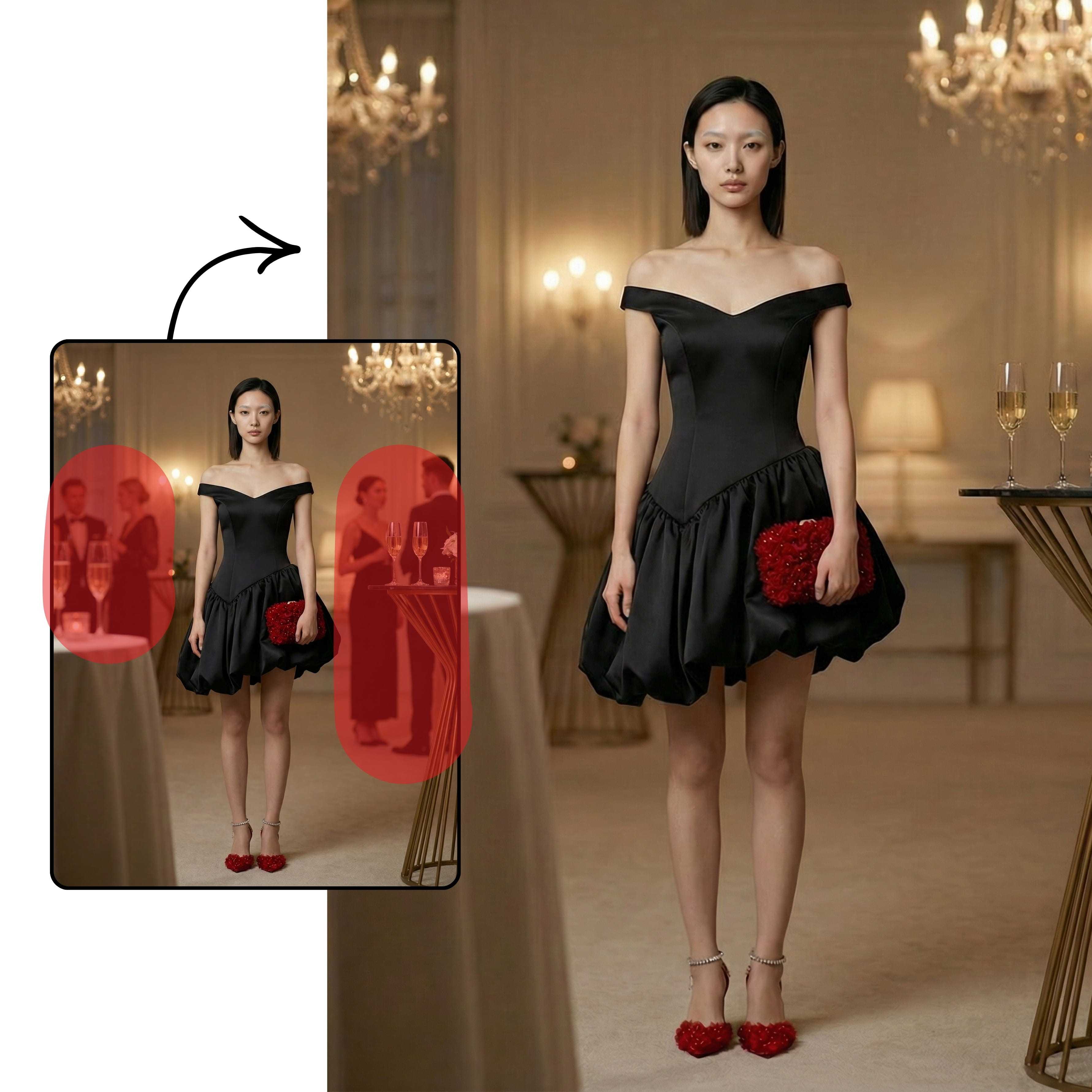 AI photo cleanup showing before and after product photo cleaning