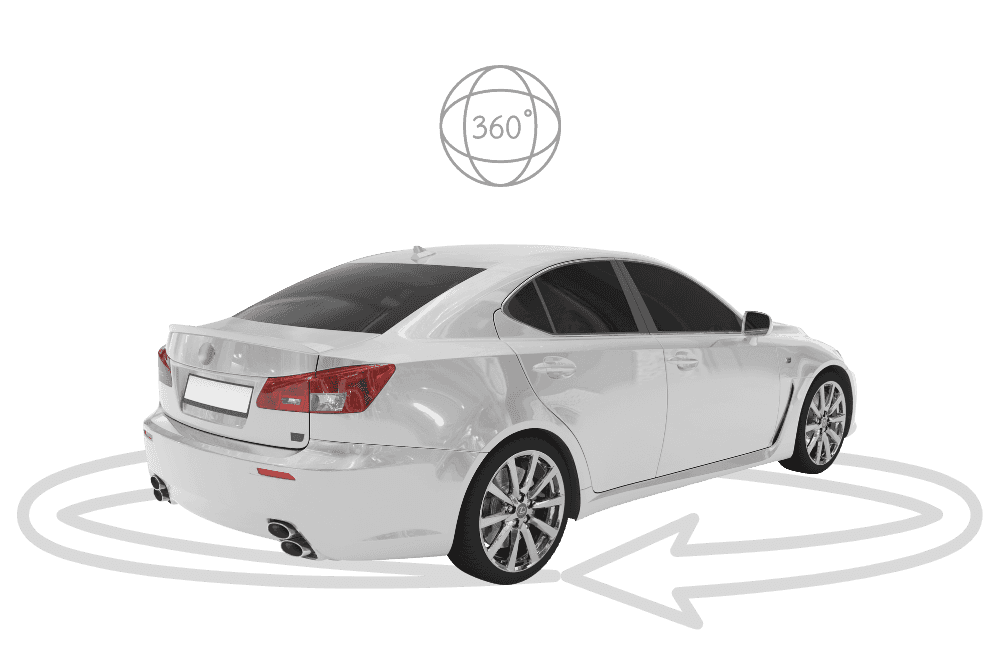360° view of a car processed through Agencia's workflow using Claid AI image enhancement