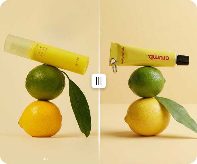 Before and after comparison of a reference-based generated scene