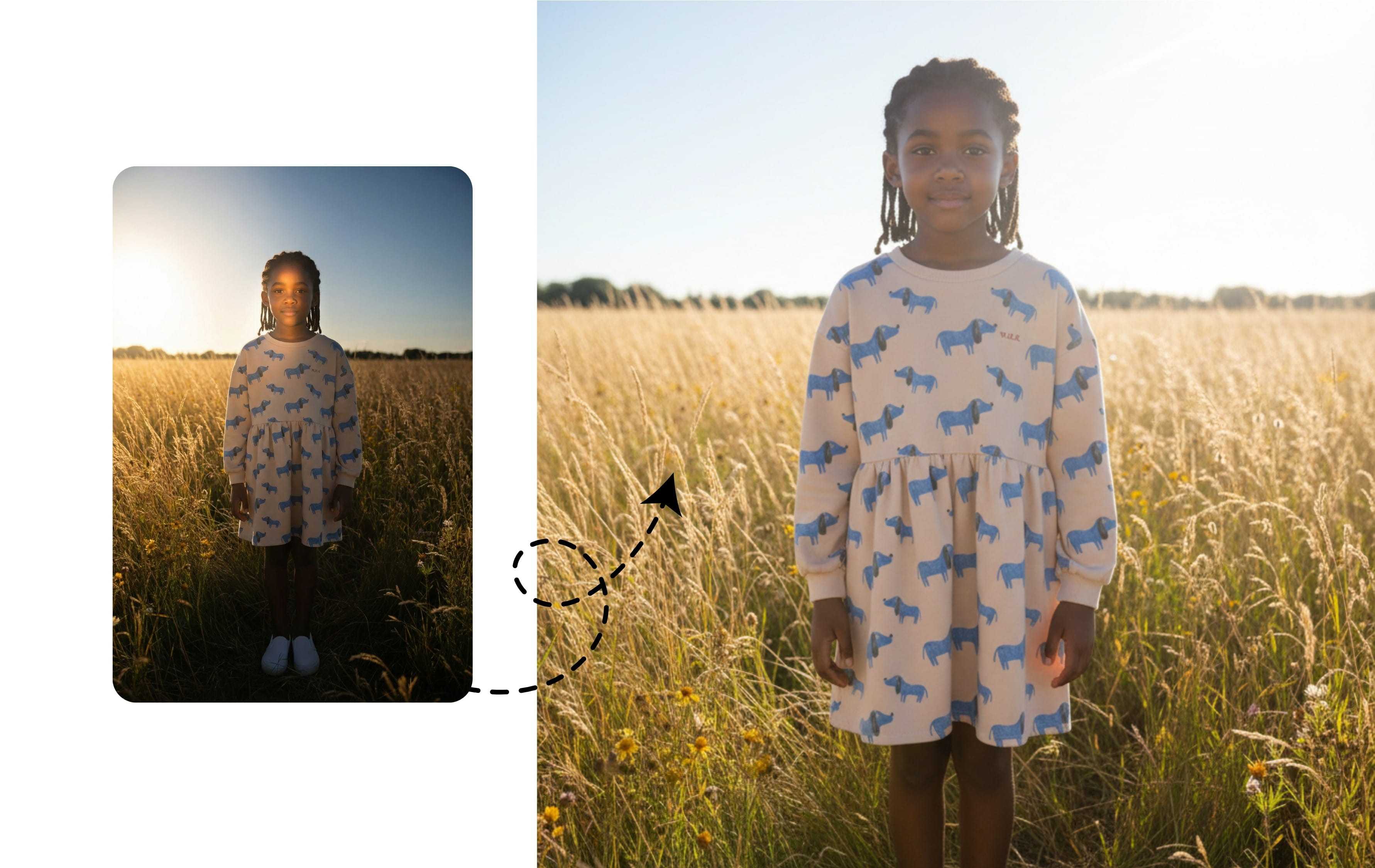 Fix poorly lit photos - before and after comparison showing improved lighting