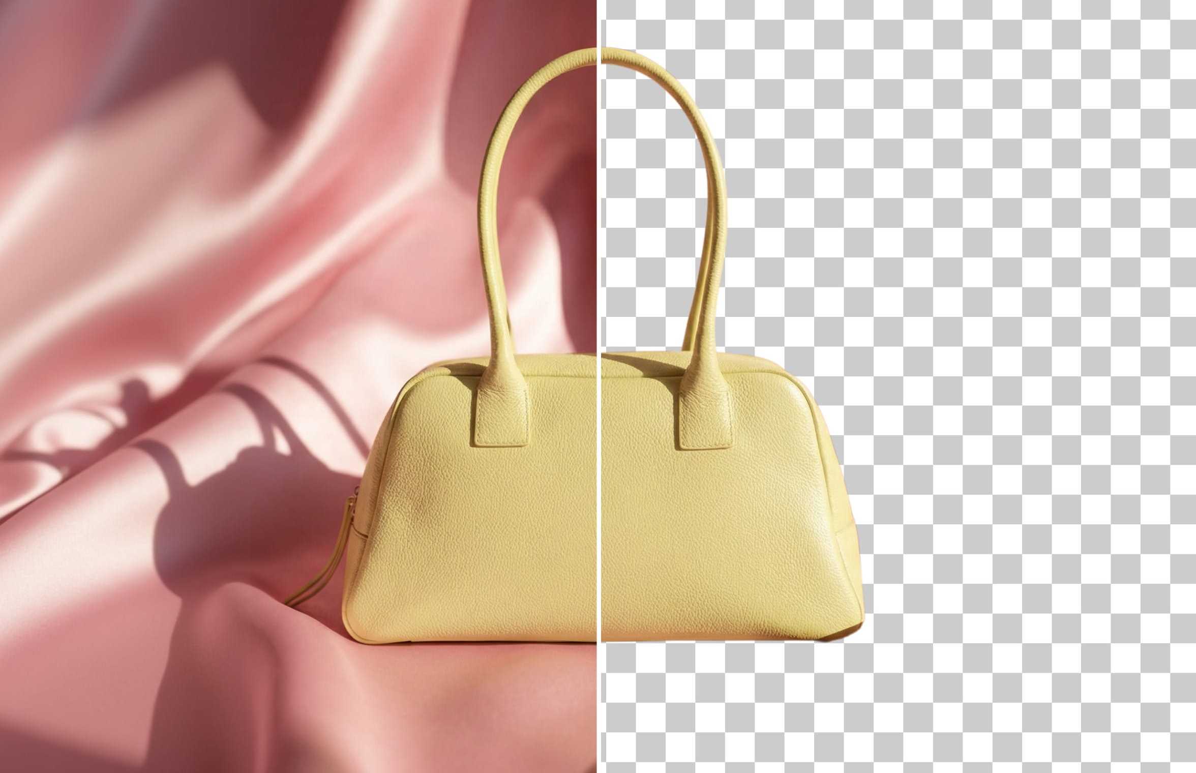 Product bag photo before and after background removal for Oxfam GB