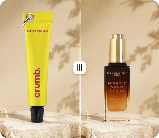 Before and after comparison of the same scene reused for a different product