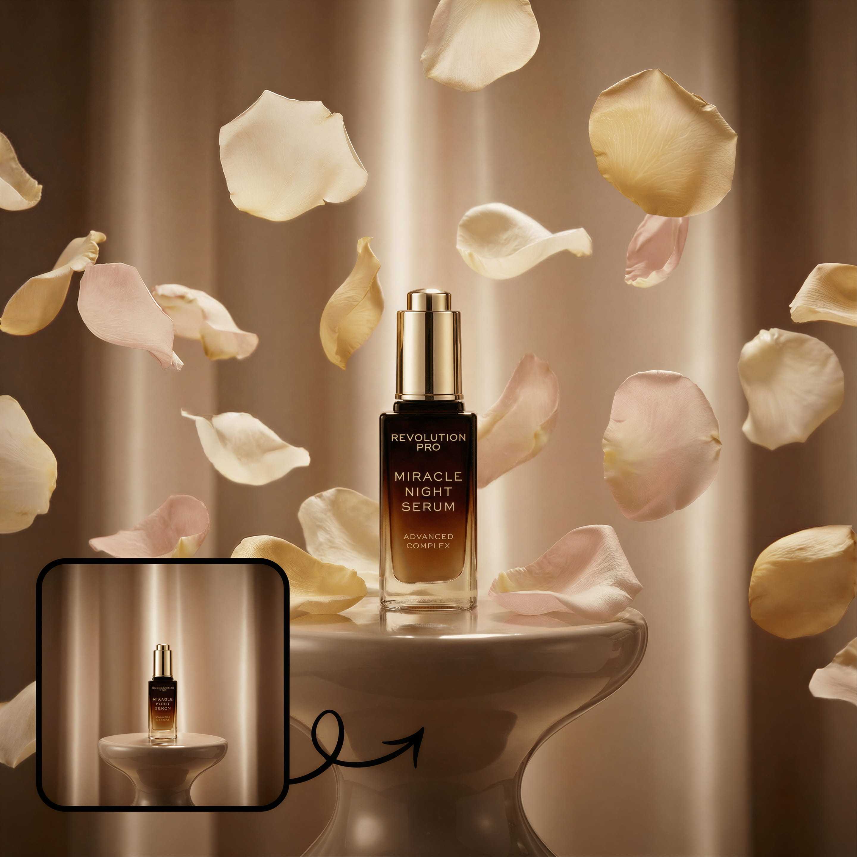 AI generative fill showing product photo editing with prompt instructions