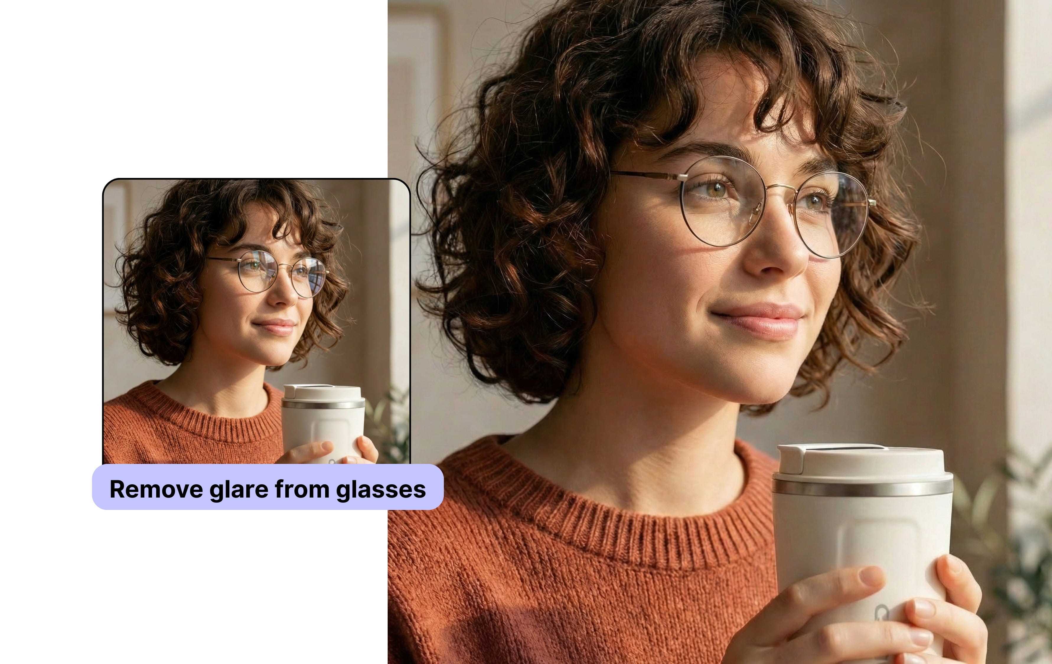 Type a prompt to remove glare from your photo