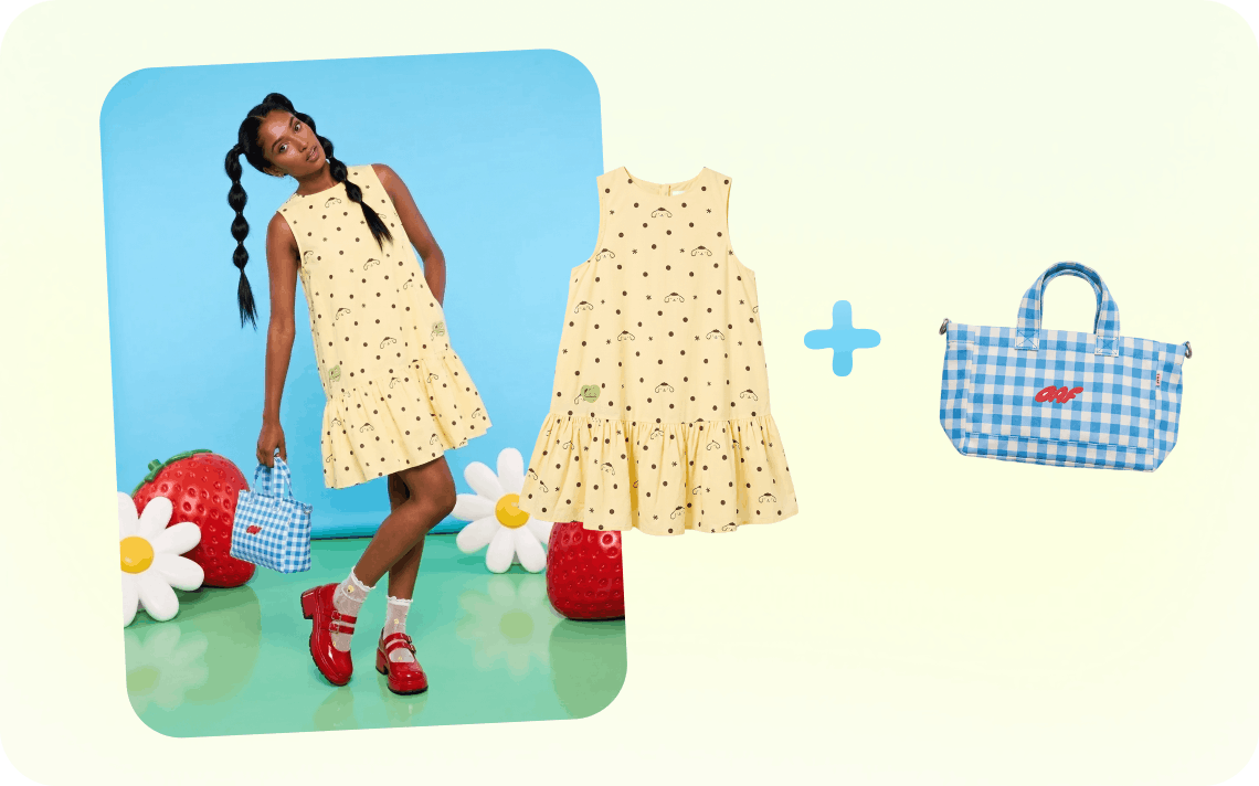 Complete outfit styling combining a dress with a matching bag