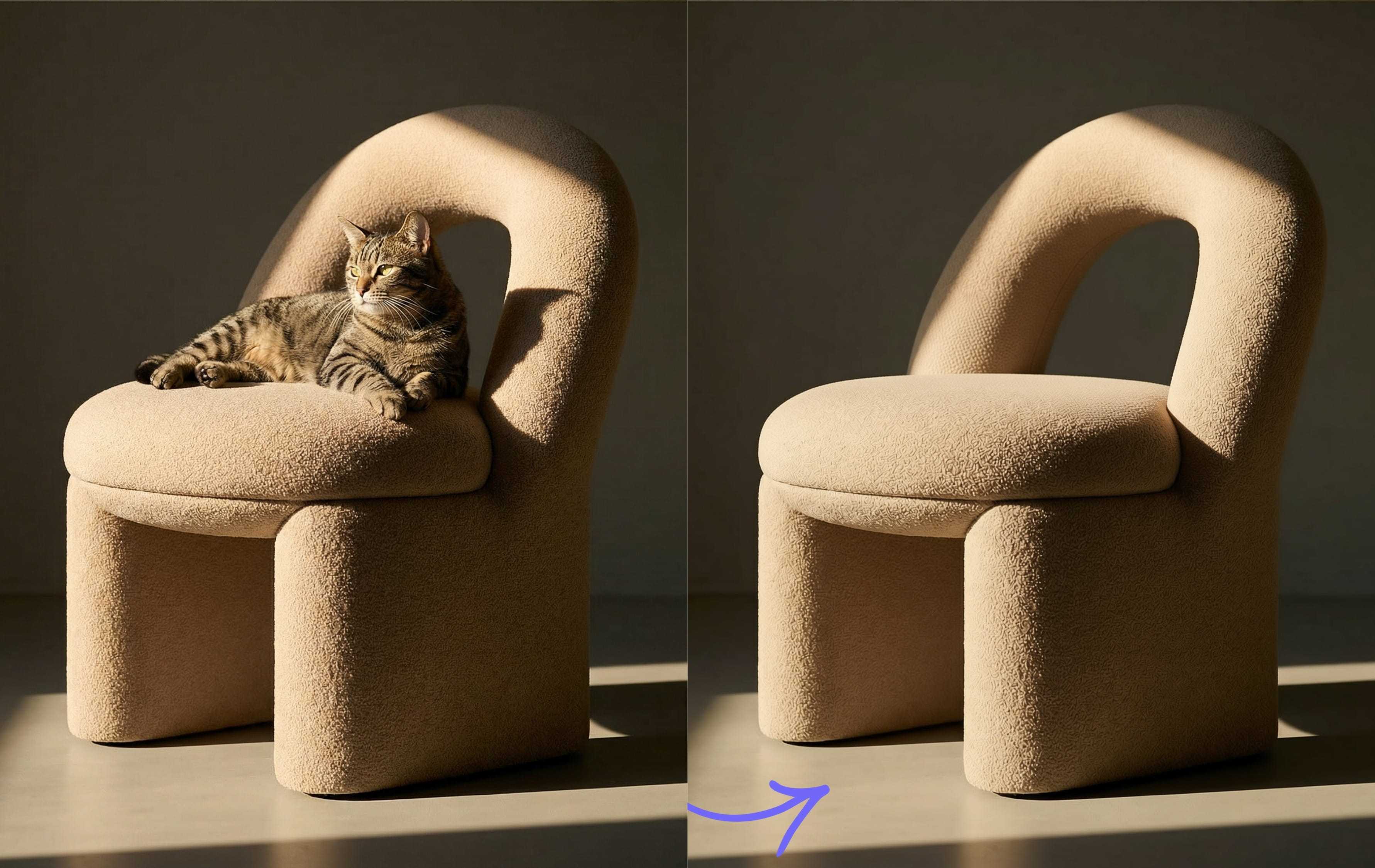 Keep product intact while removing distractions - chair with object removed