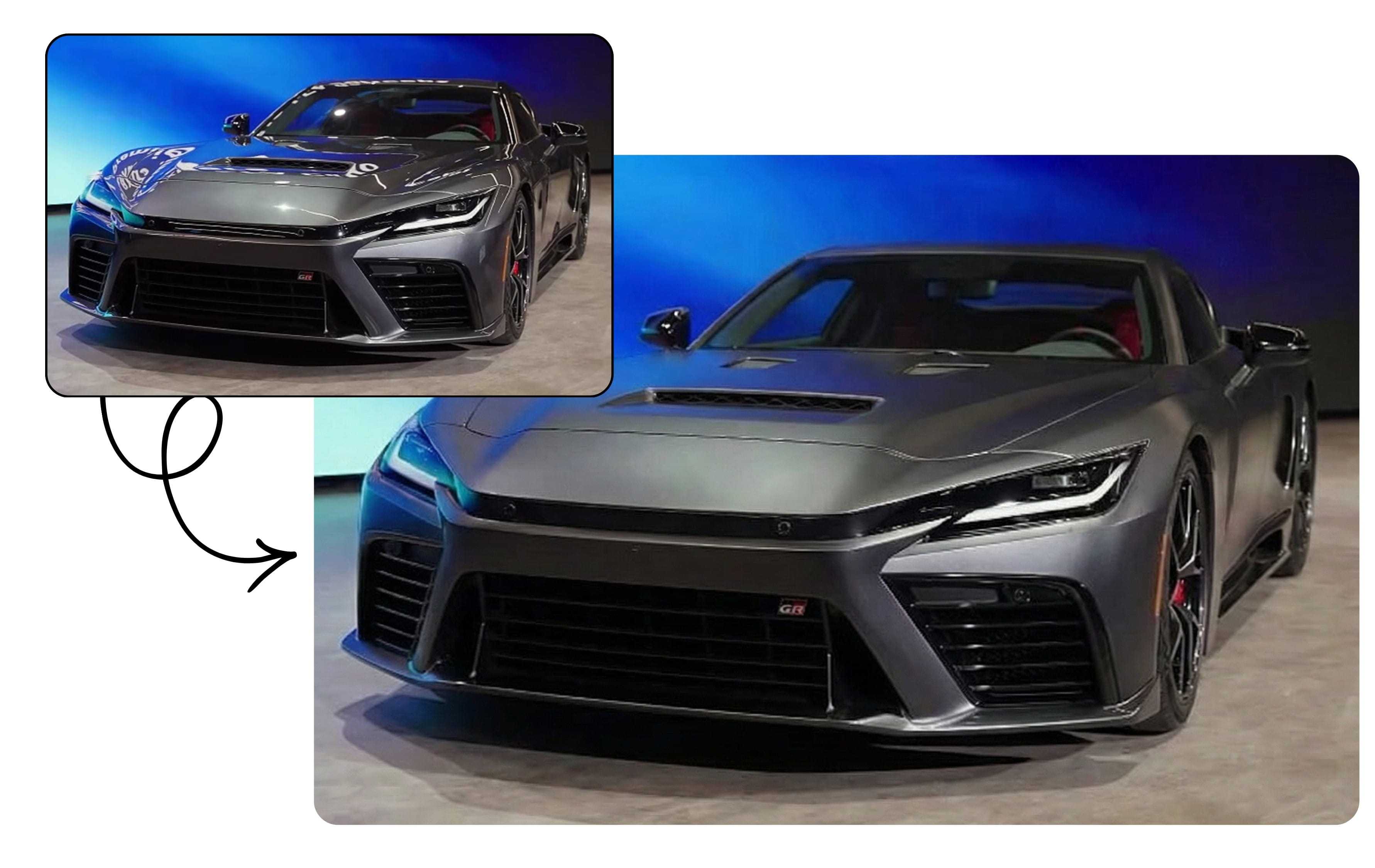 Remove glare from glossy surfaces - car photo example