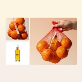 AI photoshoot tool creating lifestyle product photo with oranges