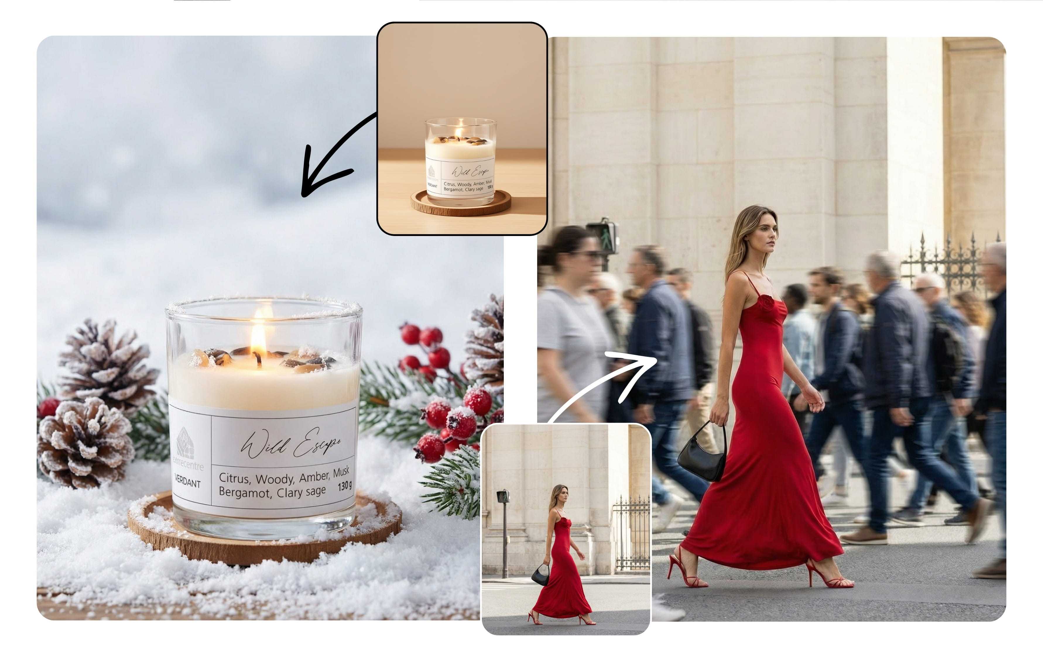 Adding objects to product photos - serum bottle with AI-generated petals