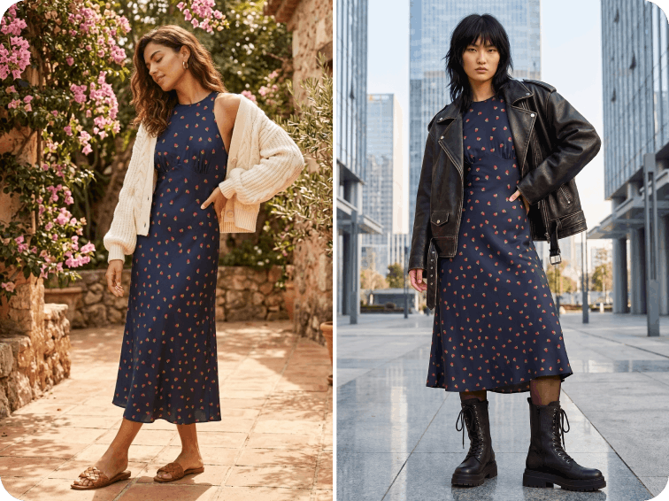 Same fashion collection adapted for two different regional audiences
